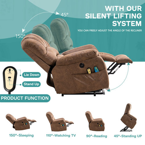 Meetwarm Large Power Lift Heavy Duty Overstuffed Wide Electric Recliner